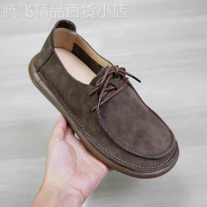高端正品新款古男鞋透气休闲皮鞋真皮百搭系带休闲鞋豆豆手工软底
