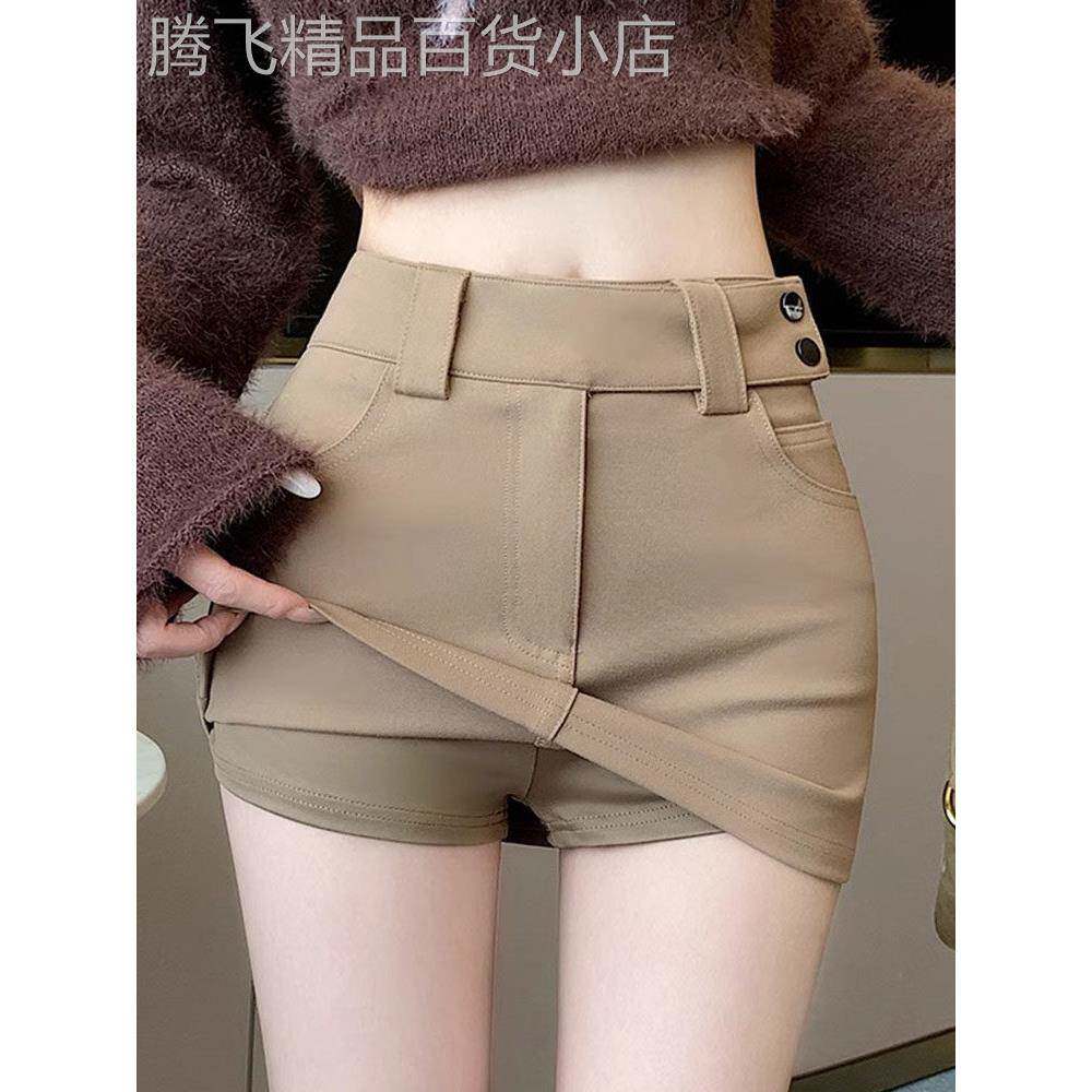 卡其色西装半身裙女春秋2025年新款弹力包臀裙性感辣妹风a字短裙