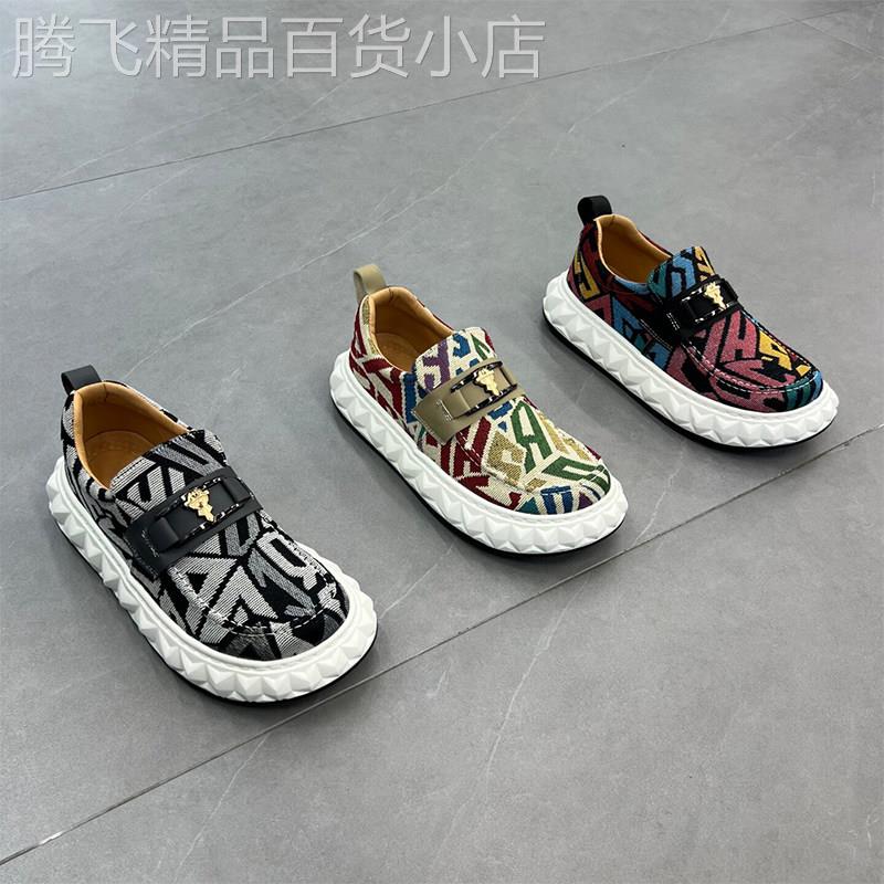 鞋子男鞋夏季透气2026新款潮流休闲豆豆鞋民族风布鞋一脚蹬乐福鞋