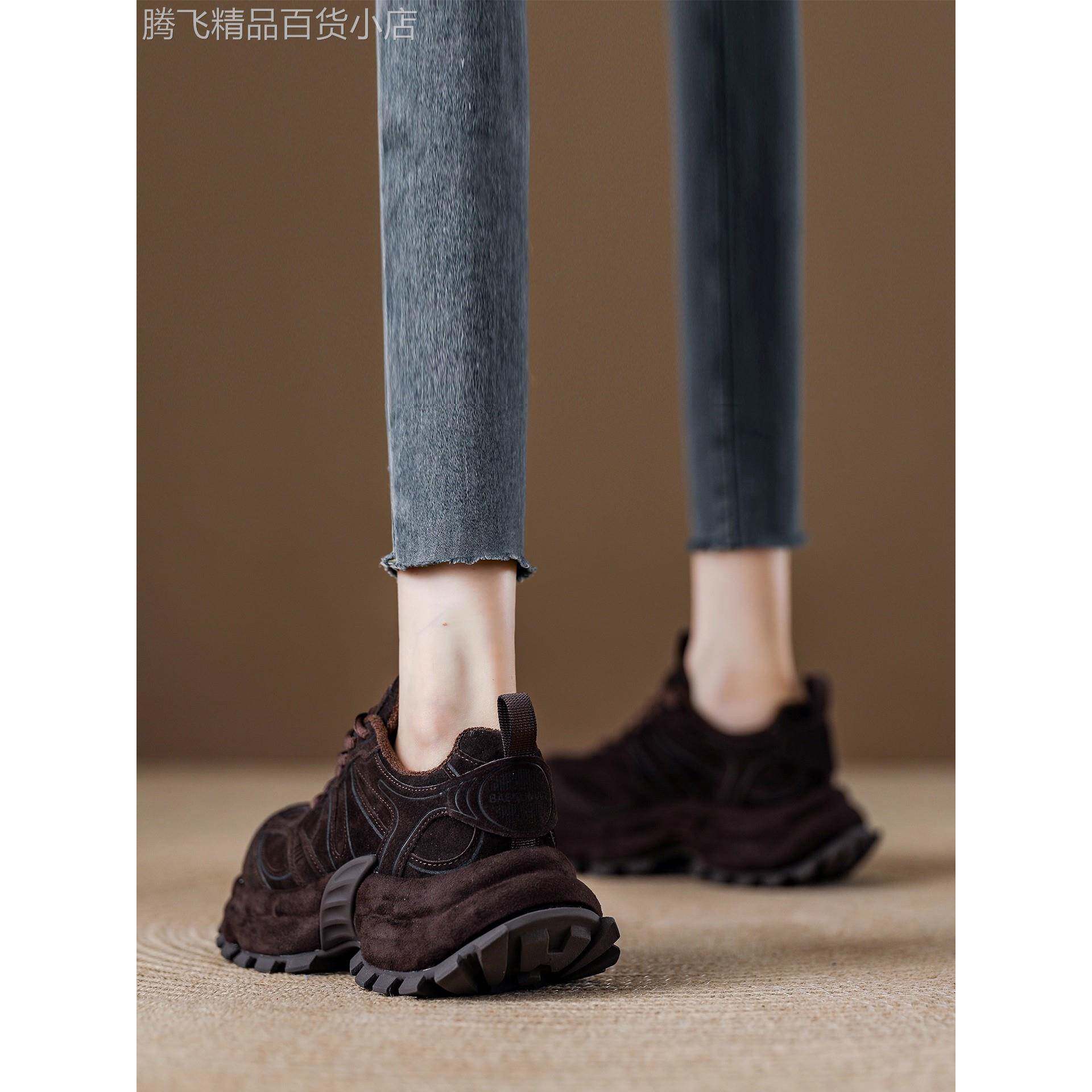 代购覆古厚底加绒老爹鞋女2025新款冬季真皮巨好看增高休闲运动鞋