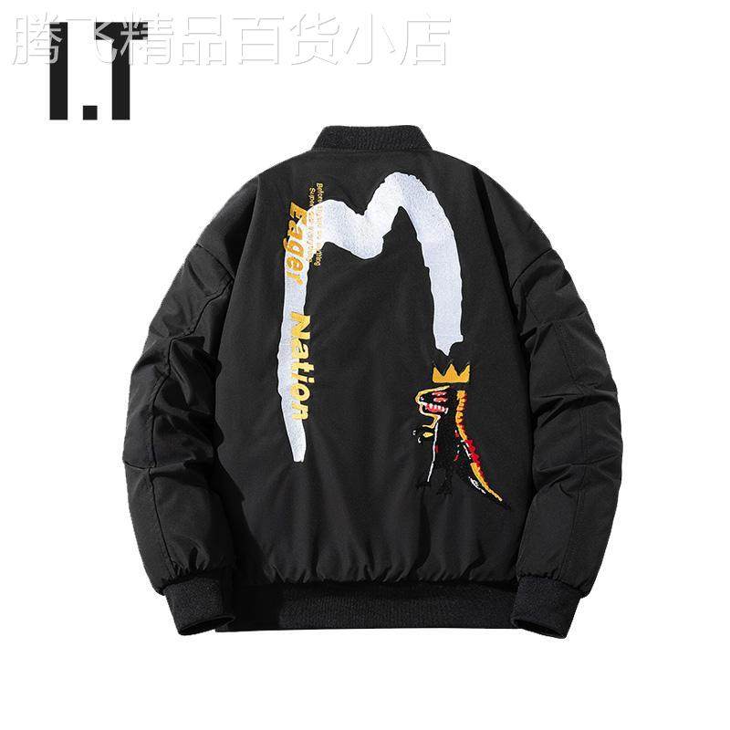 香港潮牌 秋冬余文乐刺绣大M飞行员夹克棉衣男加厚棒球服棉衣外套