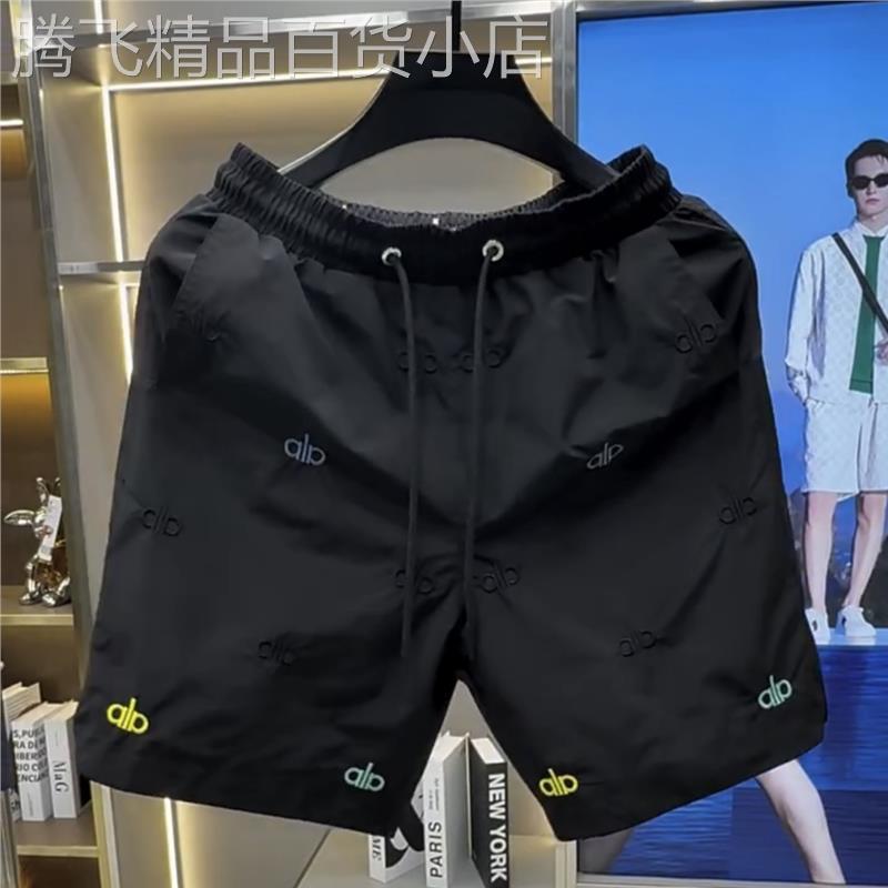 潮牌夏季新款户外速干短裤男士时尚字母刺绣宽松百搭五分沙滩裤潮