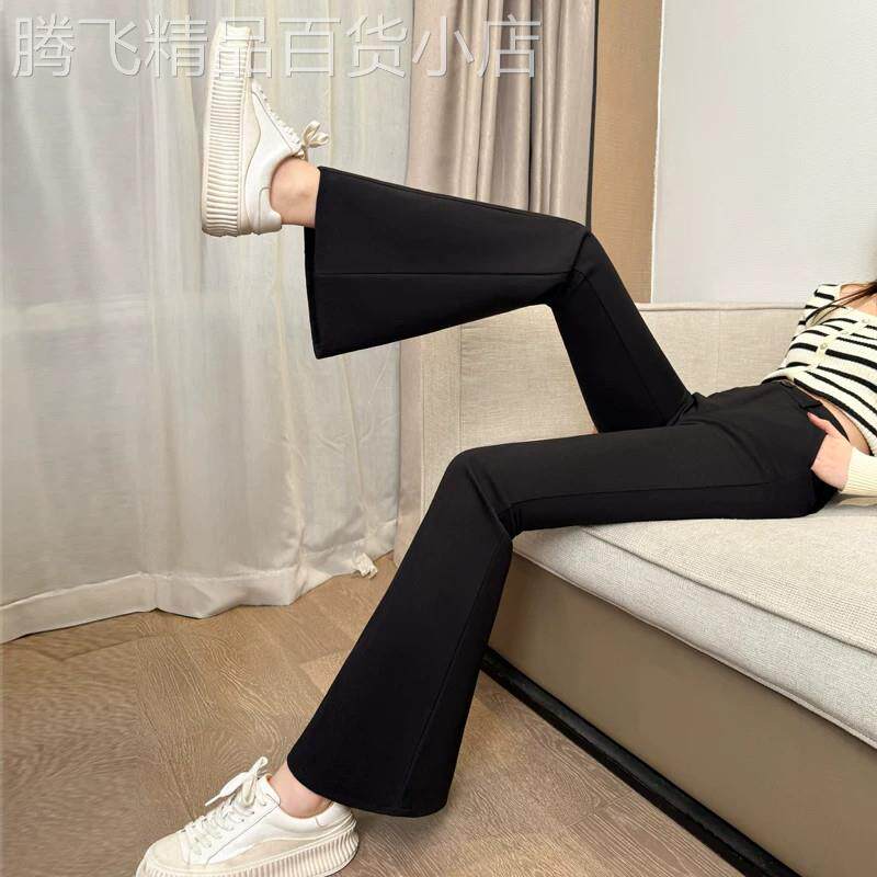 黑色西装微喇裤女春秋季2026新款高腰显瘦小个子休闲喇叭马蹄裤子