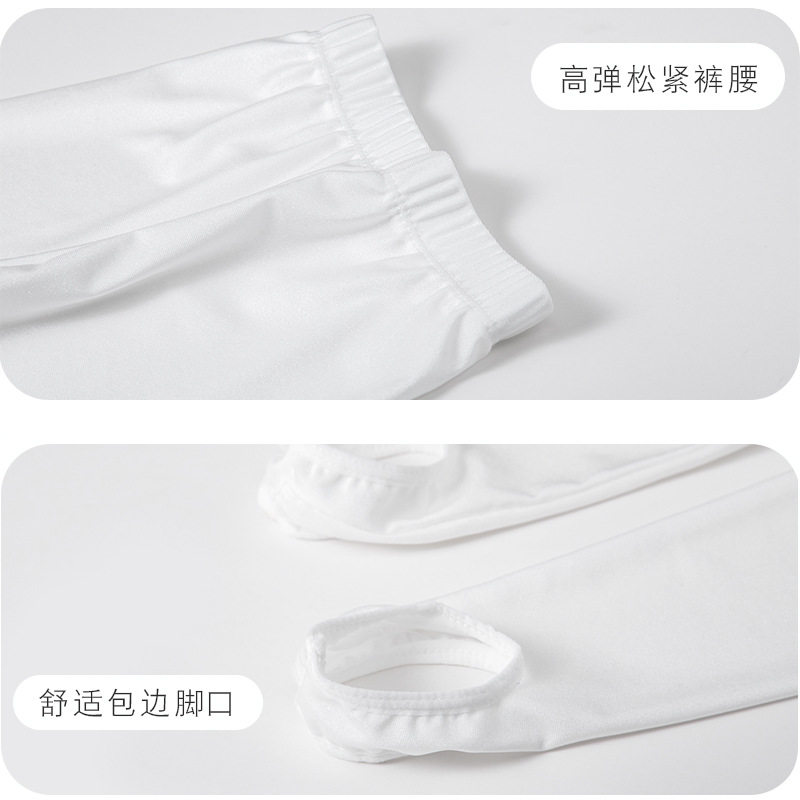 儿童舞蹈袜女童打底裤连裤袜健美裤光泽裤小孩练功踩脚裤白色夏季