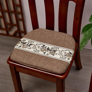 麻布织带坐垫马蹄形椅子垫家用防滑圈椅垫餐椅坐垫可拆洗椅垫 中式