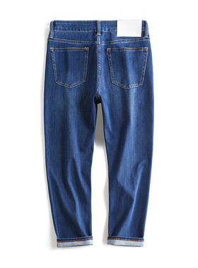 夏季薄款牛仔裤男士九分裤360度弹性高端小直筒8分裤3种裤长选择