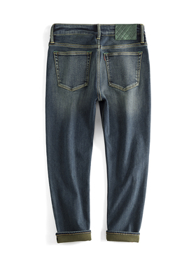 秋冬加绒牛仔裤男士九分微宽松小直筒弹性8分裤高端植绒3个裤长选