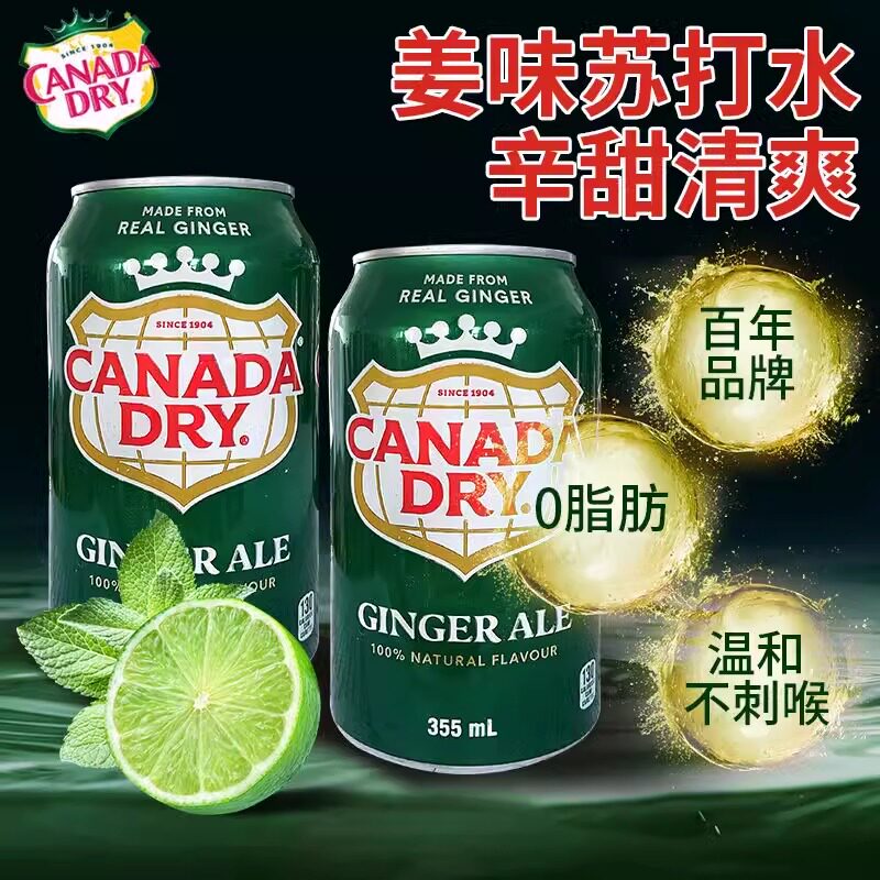 加拿大进口Canada dry Ginger Ale姜汁味汽水干姜味水苏打水355ml图片