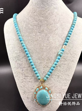新中式绿松石文艺项链宫廷风设计