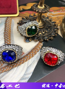 时尚设计感白金戒指轻奢中古着重