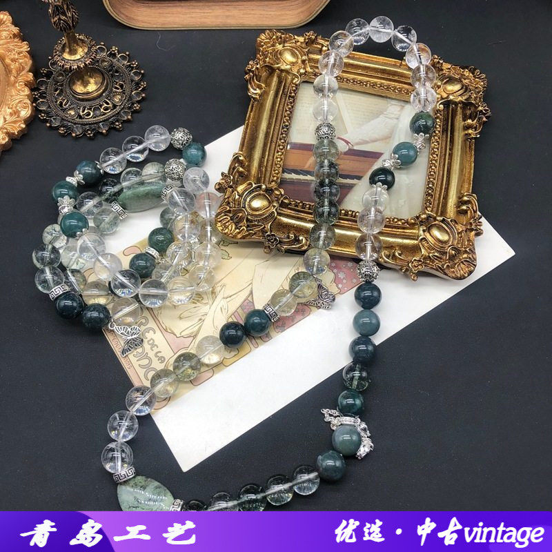中古饰品水草玛瑙白水晶弹力绳串