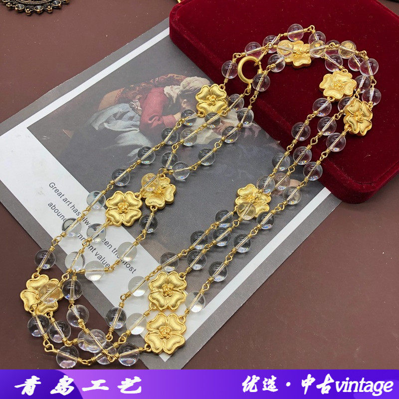人造水晶竹节链宫廷风项链项链