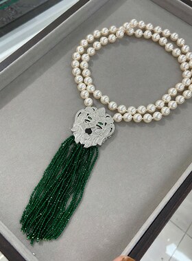 跨境饰品10M施家珍珠毛衣链吊坠