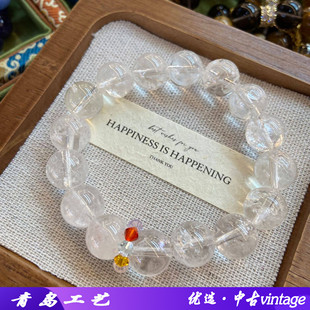 天然12M白晶爆晶阿塞水晶彩虹爆晶手链单圈手链水晶男女手链