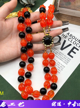 西洋双层开关项链感南瓜棱琉璃珠