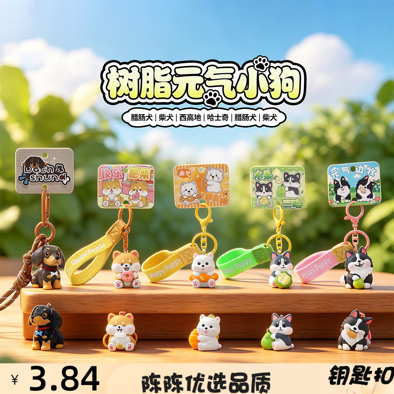 原创树脂小系列钥匙扣可爱萌宠立