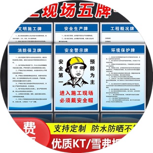 建筑工地施工制度牌现场五牌一图八大员岗位职责项目部安全生产文明施工消防保卫环境保护工程概括平面布置图