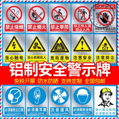 注意安全禁止吸烟警示牌铝板