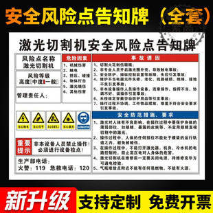 激光切割机岗位安全风险点告知牌告知卡风险辨识告知牌岗位明白卡仓库工厂消防安全标识牌警示牌标志牌PVC