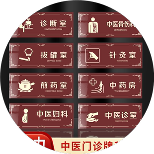 中医诊所门牌科室牌中医科标识牌中医院标志牌中医诊室中医文化风格温馨提示牌墙贴警示牌中药房治疗室提示牌