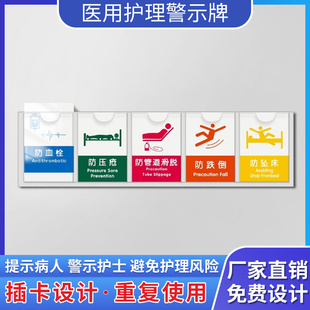 护理床头卡医院6s管理标识牌防跌倒插卡医院床头卡槽警示牌病人护理级别牌亚克力护理牌床位插片槽标签标识牌