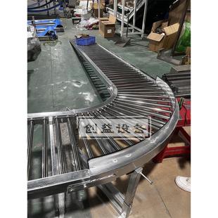 动力滚筒输送线物流传送带转弯滑道无动力滚筒流水线动力卸货滑轮