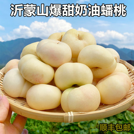 奶油蟠桃当季新鲜水果白玉油蟠桃袖珍爆甜网红白油蟠桃脆甜软桃子