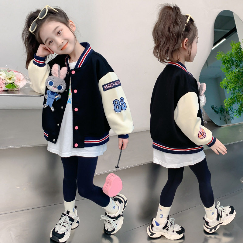 品牌专柜女童卡通棒球服外套春秋