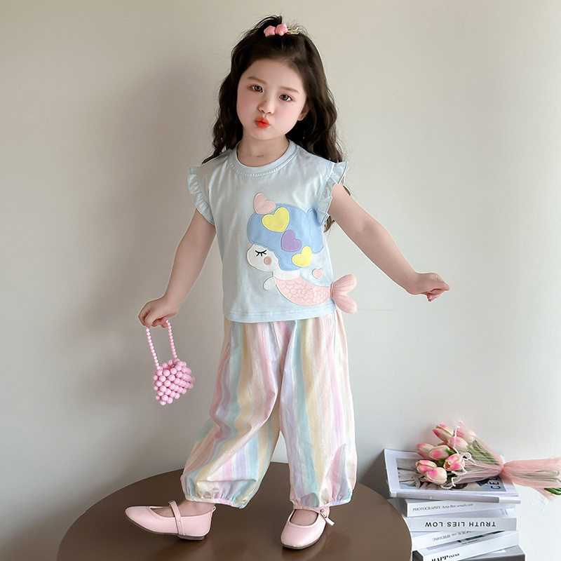 专柜正品女童短袖套装夏季新款