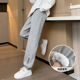 卫裤女加绒加厚运动裤女2025秋冬高腰显瘦休闲裤小个子宽松束脚裤