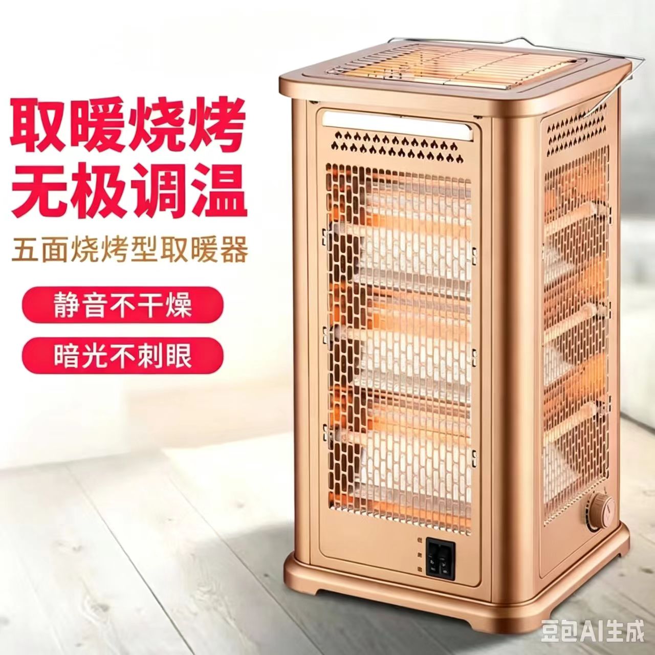 五面取暖器烧烤型围炉取暖炉电暖气电烤炉烤火器小太阳烤火炉