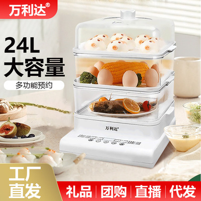 新款电蒸锅家用大容量蒸锅三层蒸煮一体早餐机多功能电蒸