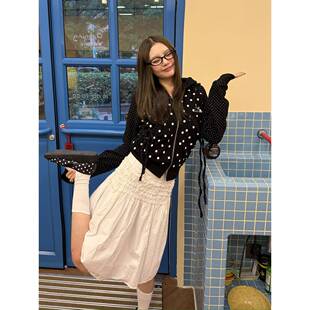 54YS兔耳朵韩系波点抽身口袋短款外套通勤百搭校园简约流行