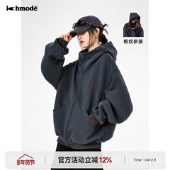 ICH MODE 明星同款 美式格子拼接卫衣外套女春秋季运动开衫上衣