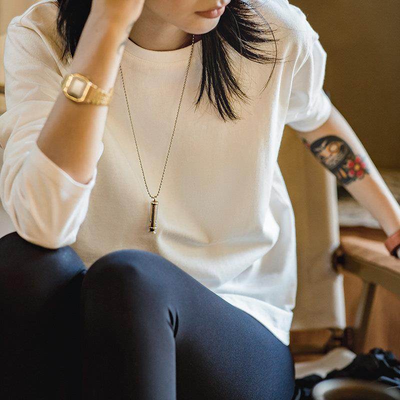 马登白色纯棉打底长袖t恤宽松内搭卫衣黑色大码日系基础上衣春女