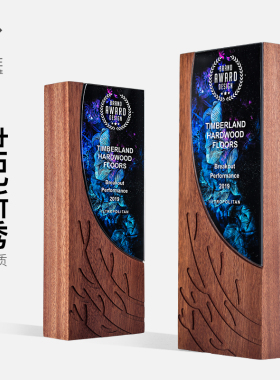 实木木质水晶奖杯定制定做创意彩印刻字企业冠军比赛颁奖个人荣誉