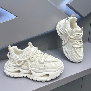 春季新款网布爆款镂空设计老爹鞋百搭透气增高厚底休闲鞋潮牌男鞋