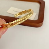 欧美风轻奢精致麦穗开口可调节手镯女小众设计感高级首饰时尚 手环