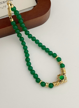 新中式简约几何绿色玛瑙手链