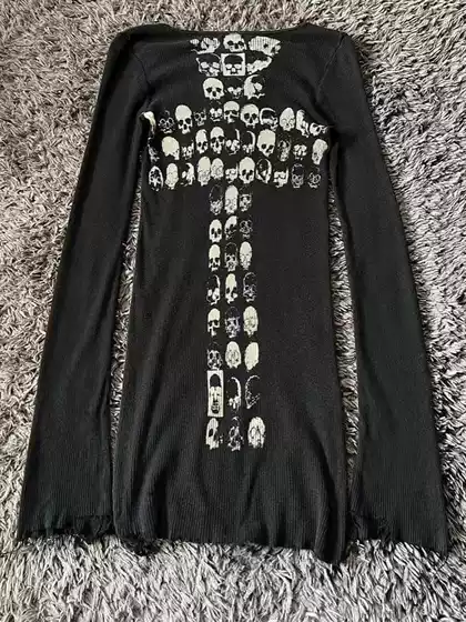 Great Stuff!! !Independent Lgb Visual Art Style Cross Skull Long-Sleeve Base Layer T-Shirt