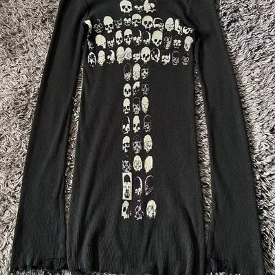 夯货!!!自主LGB视觉系内搭十字骷髅打底长袖上衣t恤