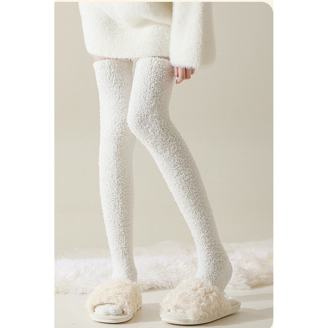 冬季珊瑚绒女袜子雪地袜不掉毛加厚保暖地板袜秋冬过膝袜