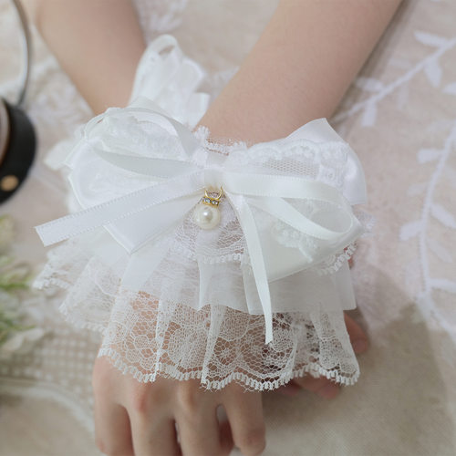 Lolita蕾丝蝴蝶结珍珠手袖
