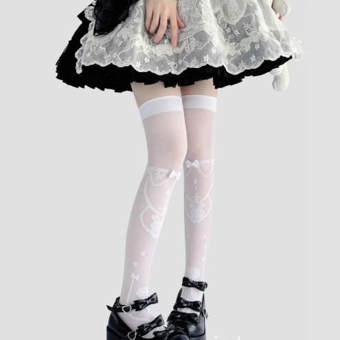 春夏季薄款长筒袜Lolita可爱兔子提花袜洛丽塔丝袜高筒过膝袜子,女士内衣/男士内衣/家居服,长筒袜,淘宝优惠券,粉丝福利购,淘宝优惠卷