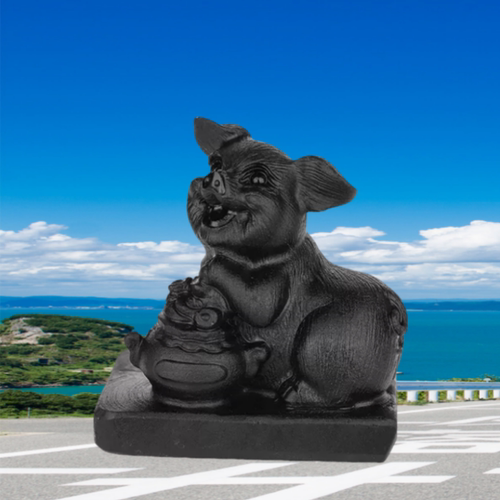 黑曜石摆件十二生肖新款猪