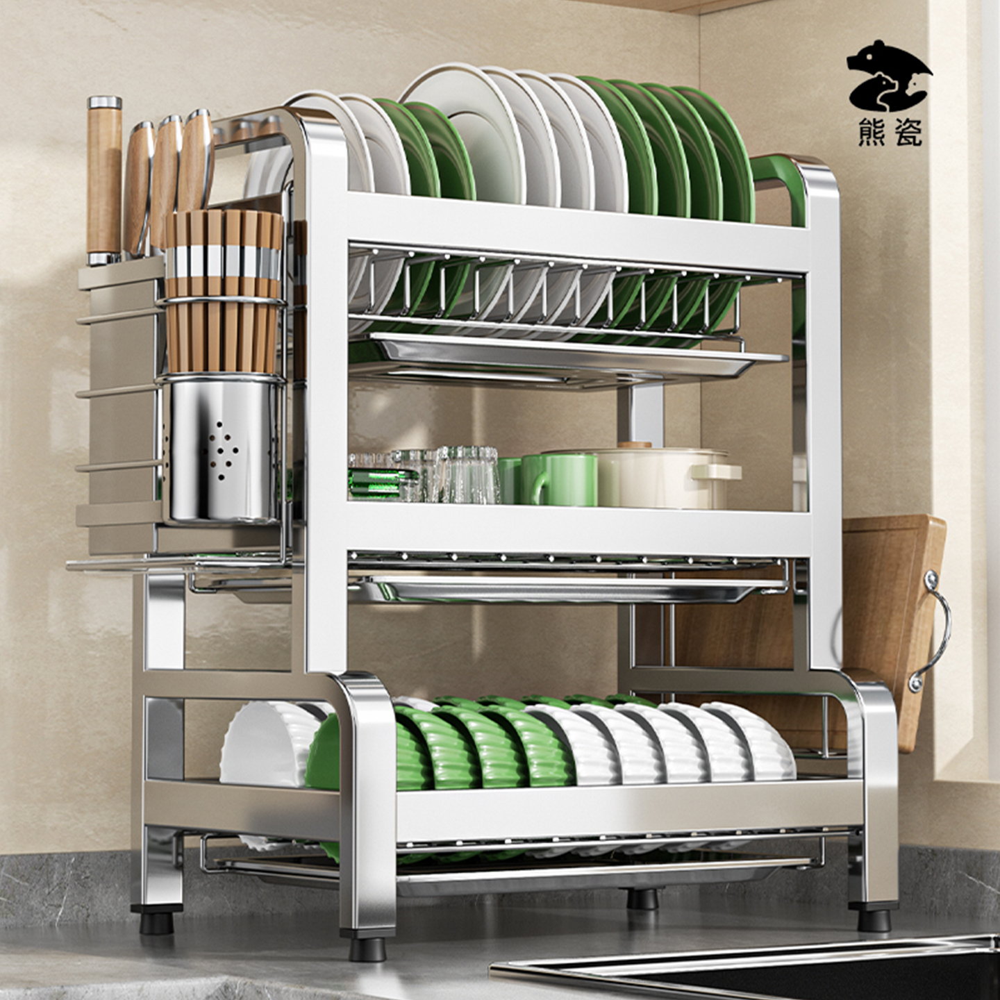 不锈钢水槽碗碟置物架小型多层