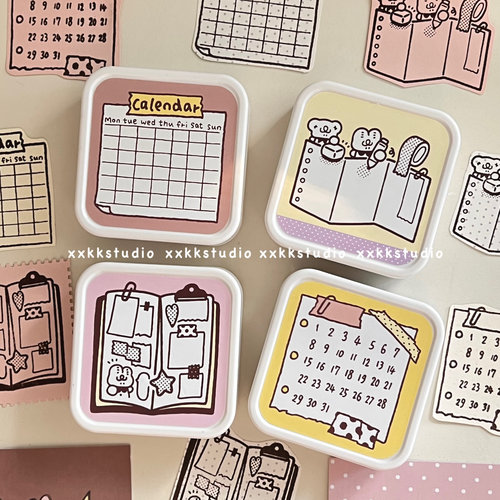 xxkk炫炫酷酷丨原创双面印章手账光敏印章月历章