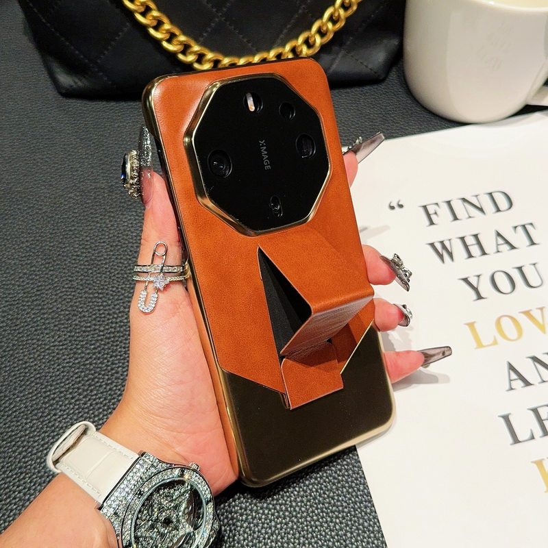 适用华为Mate60RS手机壳真皮电镀腕带mate60pro+保护壳全包防摔mate40rs保时捷款支架皮套50RS油腊皮非凡大师
