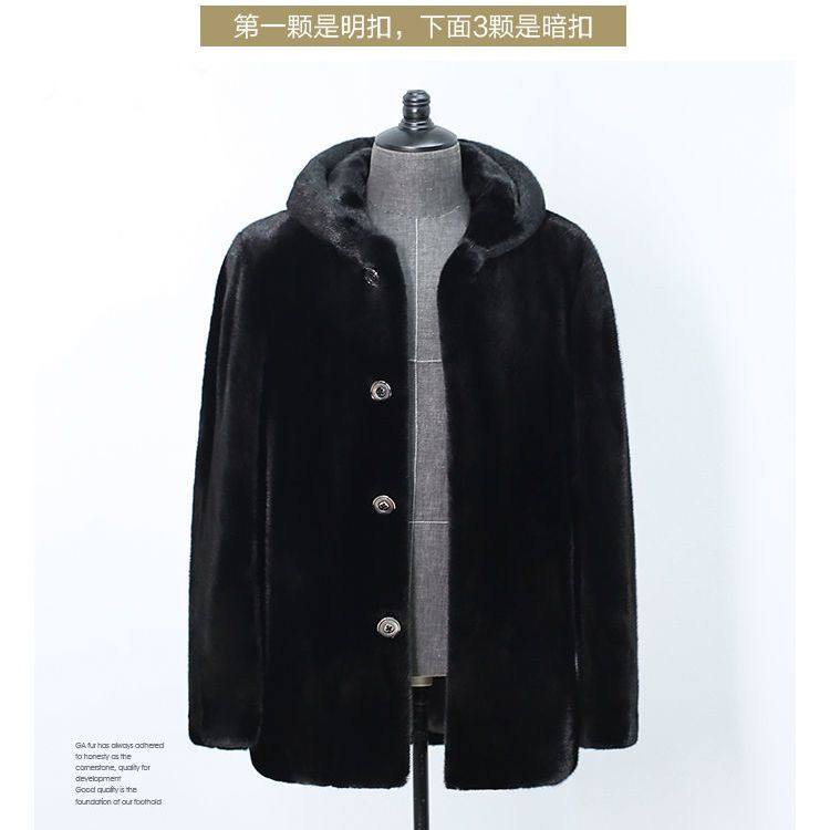 美国宝嘉美貂皮外套男款真貂皮大衣男装整貂进口纽扣中长款皮草