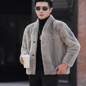 进口银蓝原色貂皮外套